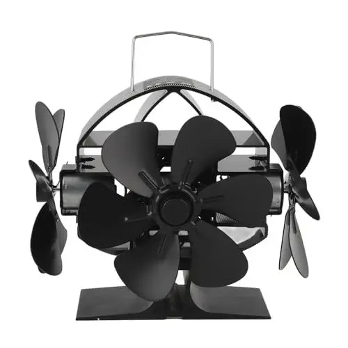 Produktbild: Yousiliang Wärmebetriebener Ofenventilator, 3 Köpfe, 18 Flügel, Aluminium, 270 Grad blasend, Kaminventilator mit Schutzabdeckungsgriff für Zuhause, Holzofen, Gas, Holzbrenner, Herd, Zelt,