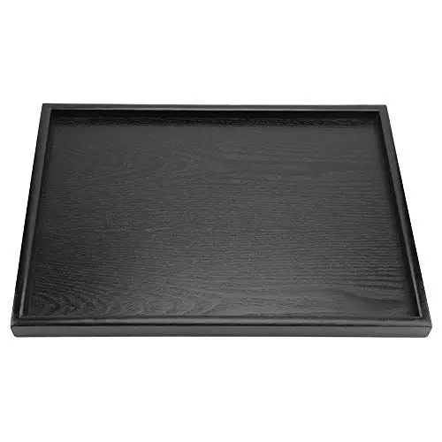 Produktbild: YOUTHINK Schwarz Holz Tee Tablett, Essen Serviertablett, Kuchenplatte Rechteckig, Deko Tablett, Hause Hotel Restaurant Serving Tray für Mahlzeiten für Kaffee, Snack, Speisen, Getränke (36 * 27cm)