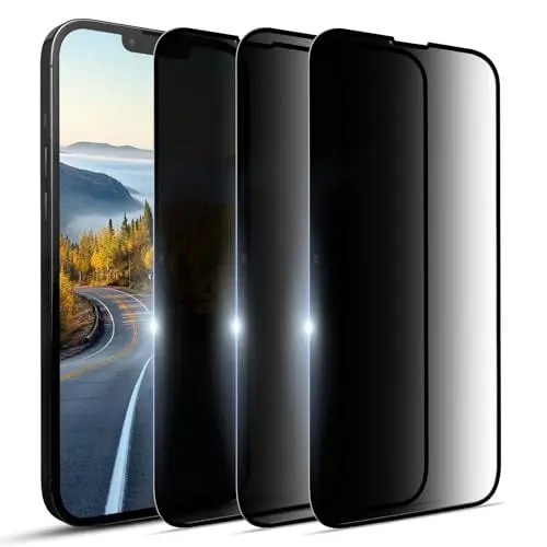 Produktbild: YOUULAR (3 Packung Sichtschutz-Displayschutzfolie für iPhone 13/iPhone 13 Pro/iPhone 14 Gehärtete Glasfolie, Anti-Spion, kratzfest, glänzende Oberfläche, kratzfest, hohe Empfindlichkeit, Schwarz
