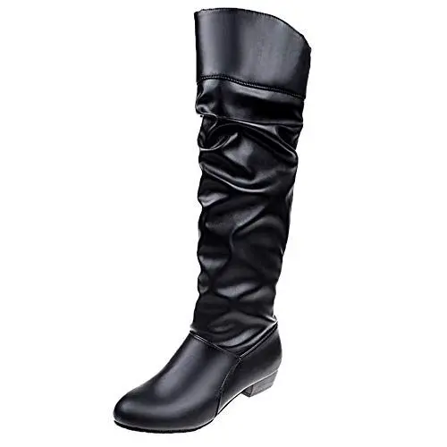 Produktbild: Yowablo Boots Damen Braun Stiefel Damen Flach Overknee Stiefel Schwarz Mit Absatz Stiefeletten Damen Grau Boots Damen Schwarz Stiefeletten Damen Schwarz Stiefel Braun (36 EU,Schwarz)