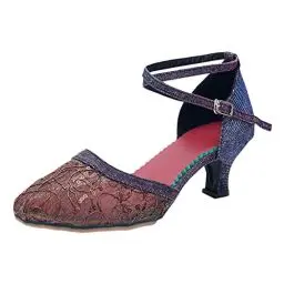 Produktbild: Yowablo Damen Latin Tanzschuhe Tango Schuhe Riemchen Blockabsatz Pumps (Bronze-1, 41)