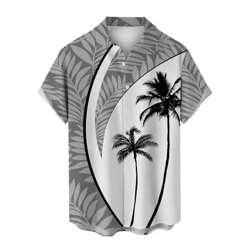 Produktbild: Generisch Polo Hemd Herren Kurzarm-Hemd Sommertop für Sport Freizeit und Arbeit Casual Slim-Fit Herrenhemden Stehkragenhemd Leinen Kurzarmshirt Herren Hemd BüGelfrei Slim Fit Stretch