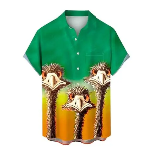 Produktbild: Yowablo Hawaii Hemden Herren Herren-Ozean-Hemden, langärmelig, lässig, Button-Down-Strand-Blumenhemd Hemd (b-Green, XXXXL)