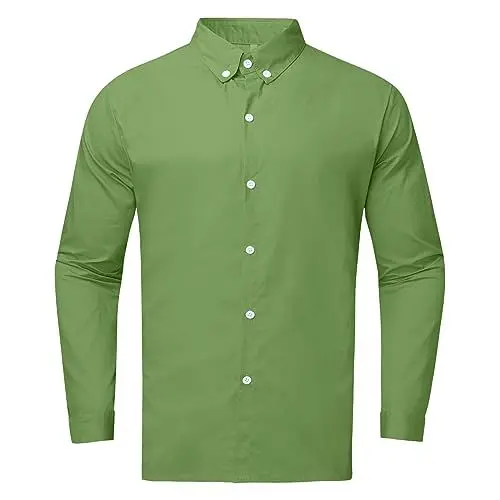 Produktbild: Yowablo Hemd Sommer-Strandhemd mit und Langen Ärmeln für Herren Kleidung Herren (Green, XL)