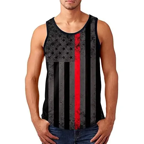 Produktbild: Yowablo Herren-Sommer-gedrucktes lässiges Strand-Top-Hemd Elegantes Sport-Sleeveless-Strand-Hemd-Oberteil-Loses Tank-Top-Hemd Sonnentop Herren (XXL,Schwarz)