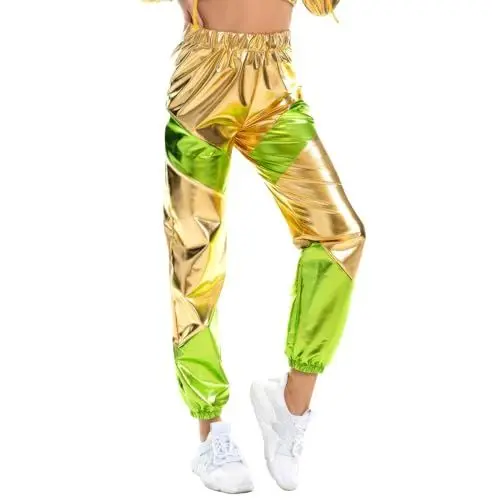 Produktbild: Yowablo Hosen Damen Hose Mit Gummizug Und Seiten Tasche Schrittlänge Jogger High Lange elastische (A-Gold, XXL)