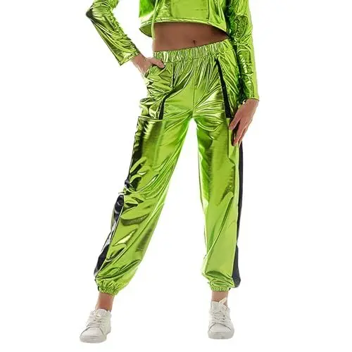 Produktbild: Yowablo Hosen Damen Hose Mit Gummizug Und Seiten Tasche Schrittlänge Jogger High Lange elastische (C-Green, S)