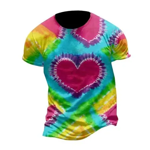 Produktbild: Yowablo Shirt Herren Kurzarm Herren-T-Shirt mit Batikmuster und schmaler Passform, kurzärmelig Tops (Blue-B, M)