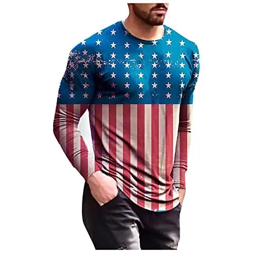 Produktbild: Yowablo T-Shirt Herren Baseball T-Shirt Herren Herbst Slim Casual O Neck Printed Langarm Top Bluse (XXL,4blau)