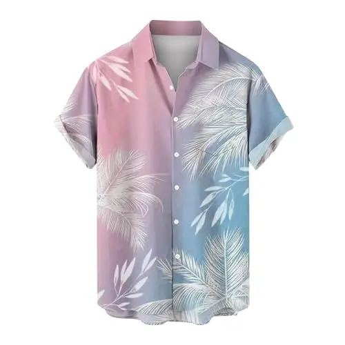 Produktbild: Yowablo hawaiihemd Hemden für Herren, kurzärmelig, lässig, Button-Down-Strand-Blumenhemd Herren Hemd (1-Purple, XXXXL)