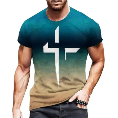 Produktbild: Yowablo t-Shirts für Herren Sommer Kurzärmliges T-Shirt mit Ostermotiv für Herren (Khaki #1, L)