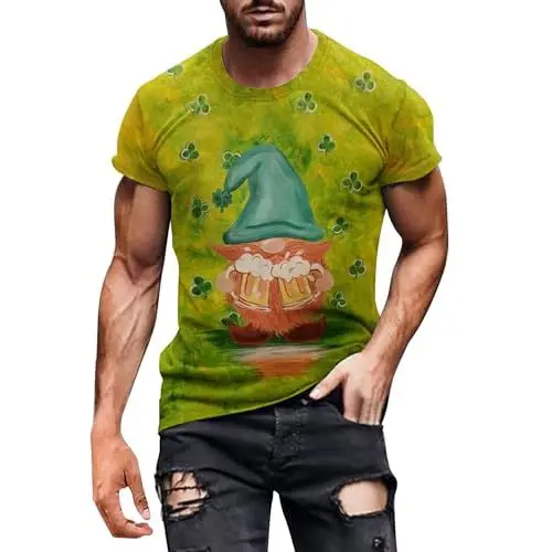 Produktbild: Yowablo t-Shirts für Herren Sommer Kurze Ärmel Tops Rundhalsausschnitt (Yellow-2, XL)