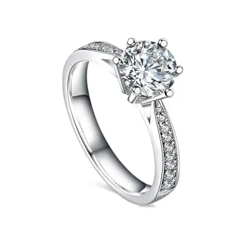 Produktbild: YOYEAH 1 Stück Ringe Silber 925 Damen Verlobungsring Verstellbarer Glänzend Cubic Zirkonia Silberringe Eheringe Engagement Promise Ringe Fingerring Trauringe Antragsring Ringe Frauen Schmuck