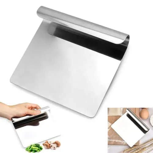 Produktbild: YOYEAH Edelstahl Gemüseschaufel Küchenschaber - Teigschaber, Spachtel, Schaber, Küchenspachtel für einfaches Schneiden, korrosionsbeständig, 14x12cm groß, handpoliert und umweltfreundlich.