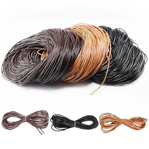 Produktbild: YOYEAH Lederband für Ketten & Echtes Lederband, 3 Farben 5m x 2mm, Lederbänder Meterware, für Kreatives DIY - Schmuck, Halskette, Armband und Schlüsselband（2mm）