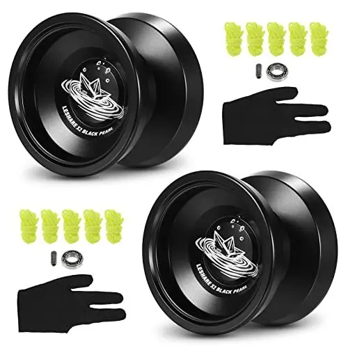 Produktbild: Yoyo-Ball aus Aluminium, Stabile Hochgeschwindigkeitsroutine, Eloxierte Oberflächenbehandlung, Sanftes, Leises Drehen, Yoyo-Schnurhandschuh Als (2 Stück schwarz)
