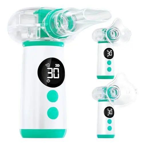 Produktbild: YOZISS Inhalationsgerät für Kinder Erwachsene,Leiser Inhalator mit Kindermodus,Tragbare Inhaliergeräte 1-5µm mit LED-Bildschirm Selbstreinigungsmodus