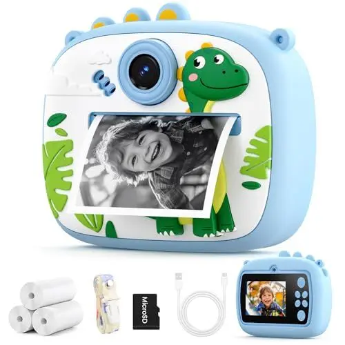 Produktbild: YOZISS Kinder Sofortbildkamera mit Fotos Drucken,Digitalkamera Kinder Kamera 1080P Fotokamera Sofortbilder mit Spielen & Musik,Kinderkamera Sofortbild Geschenk für Jungen & Mädchen 3-12 Jahre