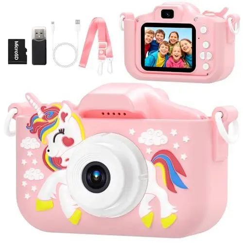 Produktbild: YOZISS Kinderkamera Fotokamera mit MicroSD,Musik & Spiele,1080P Kamera Fotokamera Kinder Spielzeug Digitalkameras Geschenke für Jungen & Mädchen von 3-12 Jahren