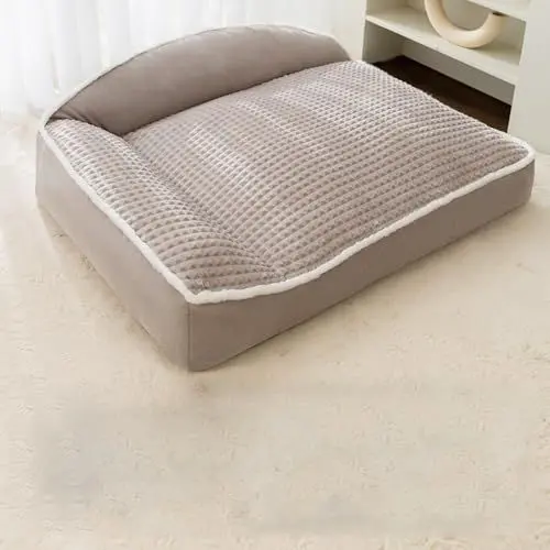 Produktbild: YPDOPORA Orthopädisches Hundebett Für Große Hunde – Waschbare Hundesofas, Stützendes Haustier-Couchbett Aus Schaumstoff Mit Abnehmbarem, Waschbarem Bezug, Wasserdichtem Futter,Grau,L