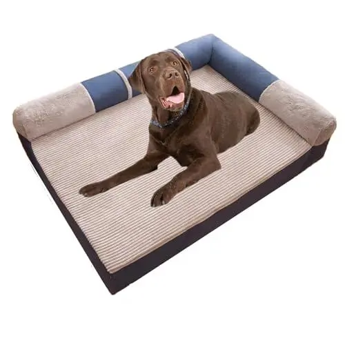 Produktbild: YPDOPORA Orthopädisches Hundebett Für Große, Mittelgroße Und Kleine Hunde, Stützendes Haustier-Couchbett Aus Schaumstoff Mit Abnehmbarem, Waschbarem Bezug, Wasserdichtem Futter,Blau,L