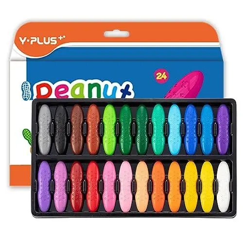 Produktbild: YPLUS Erdnuss Wachsmalstifte für Kleinkinder, 24 Farben, Ungiftige, Leicht zu Halten, Waschbare sichere Kleinkindmalstifte für Kinder Malzubehör