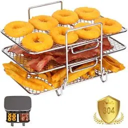 Produktbild: YQL Airfryer Zubehör für Ninja Foodi Dual Zone AF300EU/AF400EU, Heißluftfritteuse Zubehör, Gitter für Heißluftfritteuse, 304 überzogener Edelstahl Airfryer Rack für Ninja Foodi Dual Zone