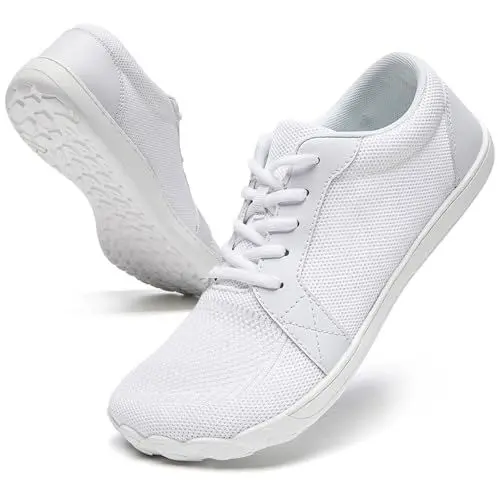 Produktbild: YRLTYO Herren Barfußschuhe Weit Zehenschuhe Schuhe Sneaker Minimalistische Traillaufschuhe Walkingschuhe Weiß 46