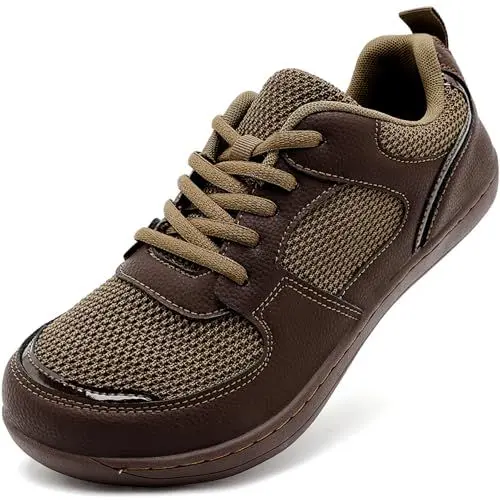Produktbild: YRLTYO Schuhe Herren Sneaker Freizeitschuhe breit Walkingschuhe Sportschuhe Turnschuhe Laufschuhe leicht atmungsaktiv Weit Zehenschuhe Braun 45