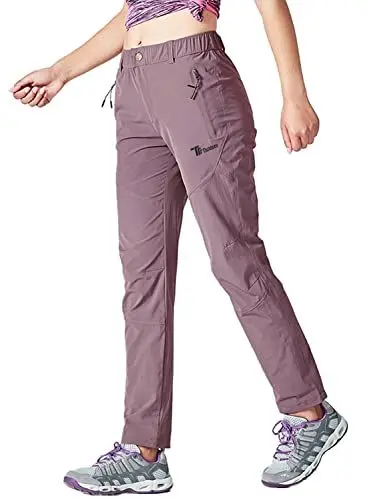 Produktbild: YSENTO Damen Outdoorhose Wanderhose Wasserdicht Schnelltrocknend Leicht Trekkinghose Funktionshose mit Reißverschlusstaschen(Lila,L)
