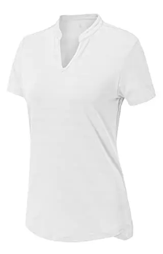 Produktbild: YSENTO Damen Sport T-Shirt Kurzarm Laufshirt Atmungsaktiv Funktionsshirt Yoga Gym Sporthemden Sportbekleidung mit V-Ausschnitt(Weiß,M)