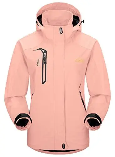 Produktbild: YSENTO Damen Wanderjacke Wasserdicht Outdoor Jacke Leicht Windbreaker Übergangsjacke Regenjacke Softshell Funktionsjacke(Rosa,2XL)