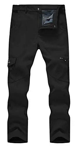 Produktbild: YSENTO Herren Outdoorhose Wanderhose Wasserdicht Softshellhose Winter Warm Gefüttert Trekkinghose Skihose Snowboardhose(Schwarz,36)