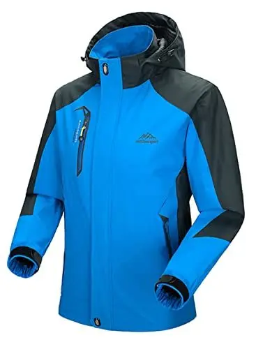 Produktbild: YSENTO Herren Regenjacke wasserdichte Outdoor Atmungsaktive Wandern Funktionelle Softshell Winddichte Regenjacke mit Abnehmbarer Kapuze(Blau,XL)