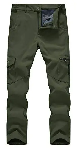 Produktbild: YSENTO Herren Wanderhose Wasserdicht Outdoorhose Softshellhose Winddicht Warm Gefüttert Skihose Snowboardhose Winter Trekkinghose(Armeegrün,34)