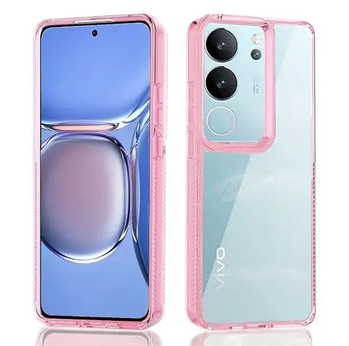 Produktbild: YSONCHAN Bumper Hülle für Vivo V29/S17 PRO/S17, Stoßfeste Handyhülle mit Rutschfestem Muster, Schutzhülle mit Anti-Vergilbung, Hoch Transparente Cover. Rosa