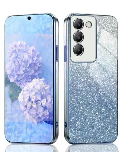 Produktbild: YSONCHAN Transparente Handyhülle für VIVO V40 SE 5G, Weiche und Stoßfest Hülle mit Galvanik, Bumper Schöne Schutzhülle, Stilvolle Cover Case. Blau
