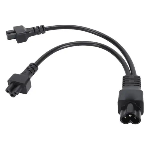 Produktbild: Y-Splitter-Adapterkabel, IEC320 C6-Stecker auf Dual-C5-Buchse, 30 cm Langes Netzkabel mit Umfassender Kompatibilität für Laptop-Netzteile