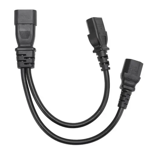 Produktbild: Y-Splitter-Adapterkabel für Computer, Standard-Stecker auf Buchse IEC320 C14 auf IEC320 C15 C13, Scanner-Netzkabel für Drucker