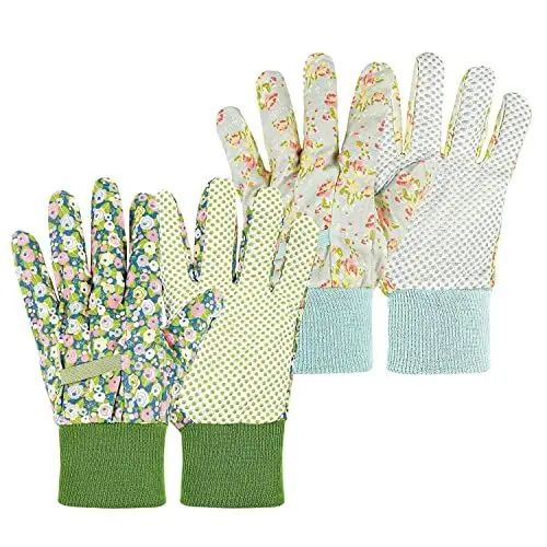 Produktbild: YSTrillion 2 Paar Gartenhandschuhe für Damen,Arbeitshandschuhe Schutzhandschuhe Gartenhandschuhe mit PVC-Perlen für Baumschnitt,Garten,Hofarbeiten