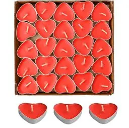 Produktbild: YSTrillion Teelicht Set 50 Herzförmige Kerzen Teelichter,Romantische Liebe Unparfümierte Kerzen,Herz Romantische Teelichter für Geburtstag,Vorschlag,Hochzeit (Red Heart)