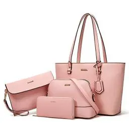 Produktbild: YTL Damen Handtasche Tote Shopper Groß Schultertasche Umhängetasche Geldbörse Kartenhalter Tasche 4-teiliges Set für Büro Schule Einkauf Reise Geschenk grau