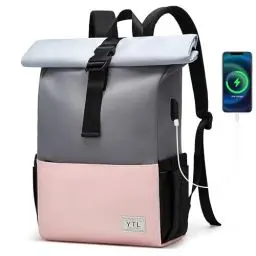 Produktbild: YTL Rolltop Rucksack Damen & Herren,Leichte Rucksäck Wasserdichte Tasche Radfahrenrucksack Reiserucksack Schultasche Teenager Backpack Women Viel Fächer mit 15,6