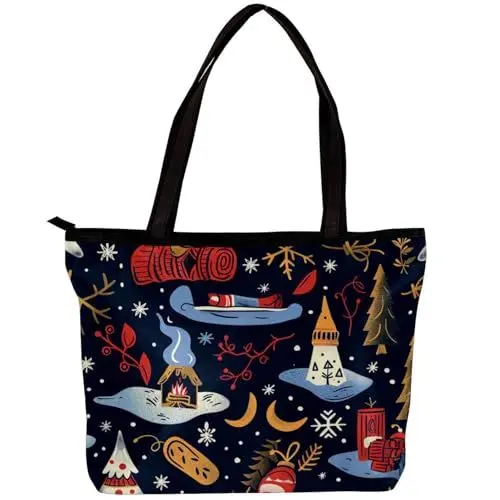 Produktbild: YTYVAGT Tragetaschen für Damen,Damenhandtaschen,kleine Tragetasche,festliches wintermuster weihnachten