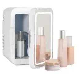 Produktbild: YU YUSING 4L Mini Kosmetik Kühlschrank mit LED Spiegel, Mini Kühlschrank mit LED Licht Kosmetikspiegel, 12V/220V Klein Skincare Fridge Kühl/Heizfunktion für Autos Büro Schlafzimmer Schlafsäle