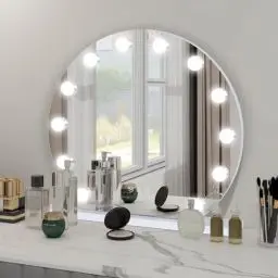 Produktbild: YU YUSING Hollywood Schminkspiegel mit Beleuchtung, 50cm 12 LED Licht Dimmbar Kosmetikspiegel 3 Modi, Rund Vanity Spiegel Badspiegel Tischspiegel Wandspiegel 10X Vergrößerung Schlafzimmer Schminktisch