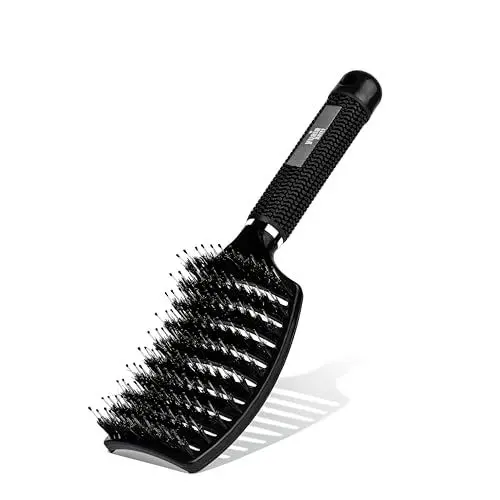 Produktbild: Yuaia Haircare Curved Paddle Brush mit Wildschweinborsten, Schwarz