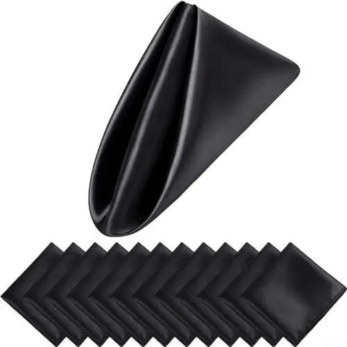 Produktbild: YUANGANG 12-teiliges Servietten-Set, perfekt für Veranstaltungen, Partys, Abendessen, Hochzeiten, Cocktail-Servietten, Tuch (schwarz), 6GAUPHY2A21897V7T2GB9J0VY6