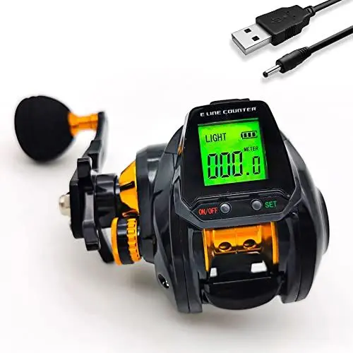 Produktbild: YUANGANG Karpfen-Angelrolle, 6,3:1 Digitale Angel-Baitcasting-Rolle mit präzisem Schnurzähler, großem Display, für Salzwasser oder Süßwasser