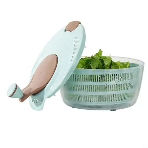 Produktbild: YUANGANG Mehrzweck-Salatschleuder mit abnehmbarem Sieb, rutschfester Griff, Dörrautomat für Gemüse und Blätter, Abtropfsieb (blau)